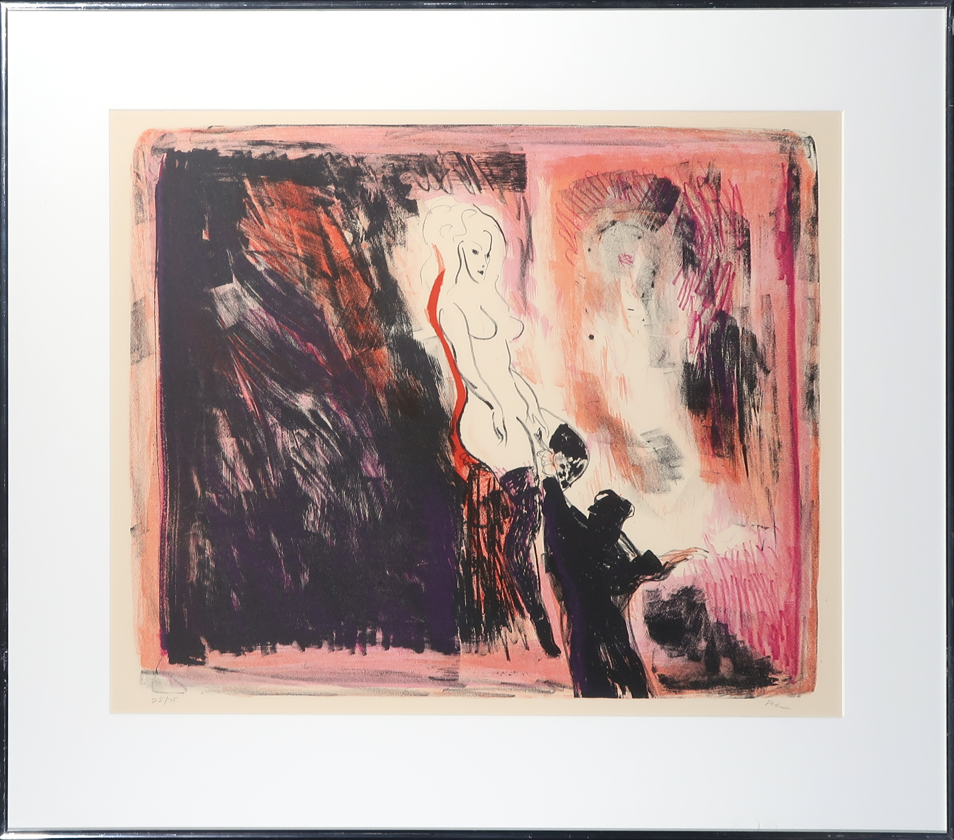 Luis Filcer - Kleurenlitho, Schilder en zijn model I - Ingelijst verkocht voor € 40!