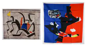 Edmondo Bacci - Zonder titel + Toon Kelder, Composition, Lot van 2 zeefdrukken op katoenzijde verkauft für € 10!