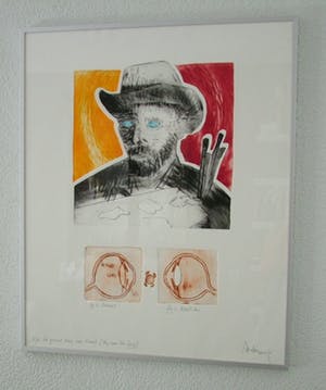 Arend van Dam - Kleuren ets op papier, getiteld "De grauwe staar van Vincent" 12/15 kopen? Bied vanaf 15!