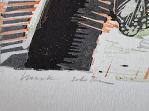 Luuk Scholten - Grote jaren 80 kleuren Linosnede "soldatenkamer" - oplage (100) - potloodges. kopen? Bied vanaf 49!