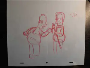 Matt Groening - originele productietekening The Simpsons, ingelijst + Certificaat kopen? Bied vanaf 100!