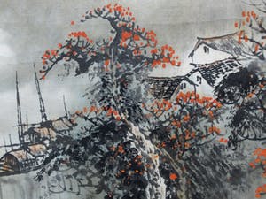 Niet of onleesbaar gesigneerd - Japanse scroll, “Waterval” - Aquarelverf + inkt + porselein - vroeg 20e Eeuw kopen? Bied vanaf 1!