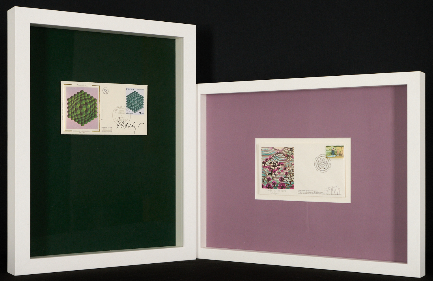 Victor Vasarely - Twee gesigneerde First Day Covers : Victor Vasarely & XIng Fei - mooi ingelijst kaufen? Bieten Sie von 480!