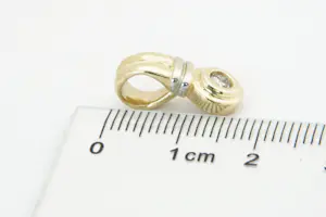 22- Bicolor gouden 14 karaats solitair hanger - met 0.15 ct briljant kopen? Bied vanaf 150!