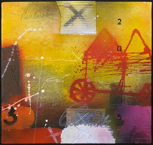 Theo Koster - Zeefdruk en collage op doek, Zonder titel (met ophangsysteem) kopen? Bied vanaf 35!