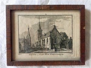 Hendrik Spilman - Groote en Gasthuis Kerk te Doesburg. 1743 - Kopergravure, Ingelijst kopen? Bied vanaf 40!