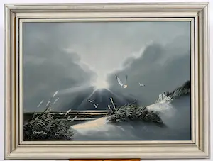 Niet of onleesbaar gesigneerd - Hollandse School -"Oeverlandschap in Wintersfeer" kopen? Bied vanaf 1!