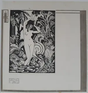 Henri van der Stok - Twee houtsnedes uit Wendingen 1919: Badende nimf en Faun en merel kopen? Bied vanaf 60!