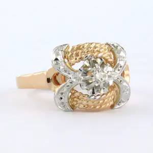 18k gouden ring met oud Amsterdams slijpvorm geslepen diamant 0.10ct kopen? Bied vanaf 235!
