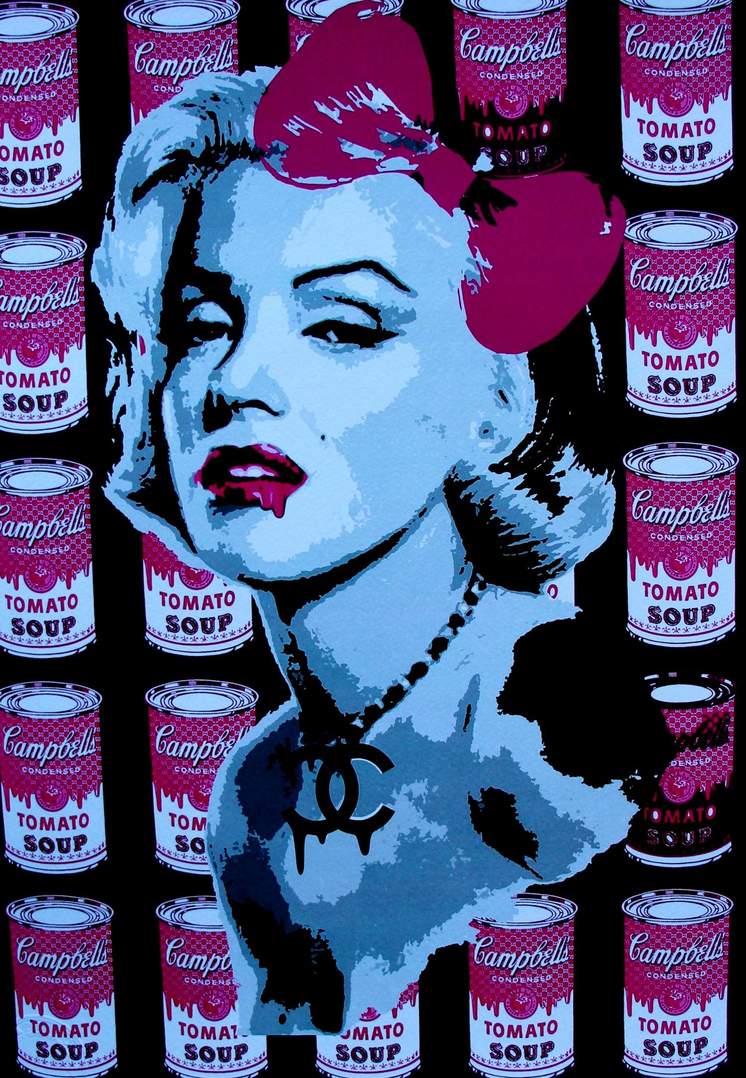 Death NYC - Zeefdruk: Pink Campbell Soup - 2015 verkocht voor € 60!