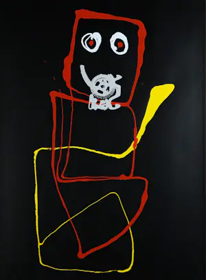 Theos - Zeefdruk op papier, Happy Family 1 - Ingelijst kopen? Bied vanaf 35!