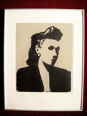 Peter Bes - ETS- zeer kleine Oplage (25 ex) "vrouw en profil met oorsteker" GROOT! verkocht voor € 60!