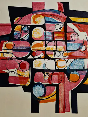 Paul Maas - grote jaren 70 kleuren houtsnede "ontkiemende cel" potloodgesigneerd kopen? Bied vanaf 35!