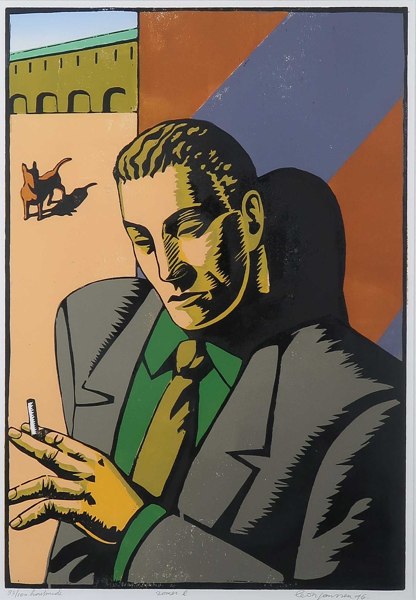 Leon Janssen - Houtsnede, Zomer - Ingelijst kopen? Bied vanaf 35!