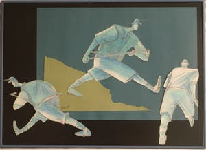 Guido van Driel - Ingelijste collage & tekening , “Golfers 1” – 1993 kopen? Bied vanaf 90!