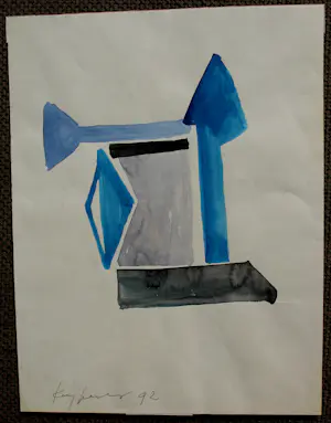 Theo Kuijpers - Aquarel: abstracte compositie - 1992 kopen? Bied vanaf 225!