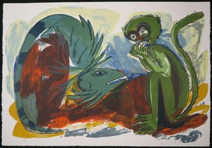 John Lie a Fo - Zeefdruk, Groene aap en reptiel kopen? Bied vanaf 40!