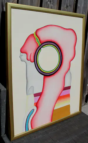 Jörg Remé - Ingelijste olieverf op doek: Compositie met figuur - 1968 kopen? Bied vanaf 599!