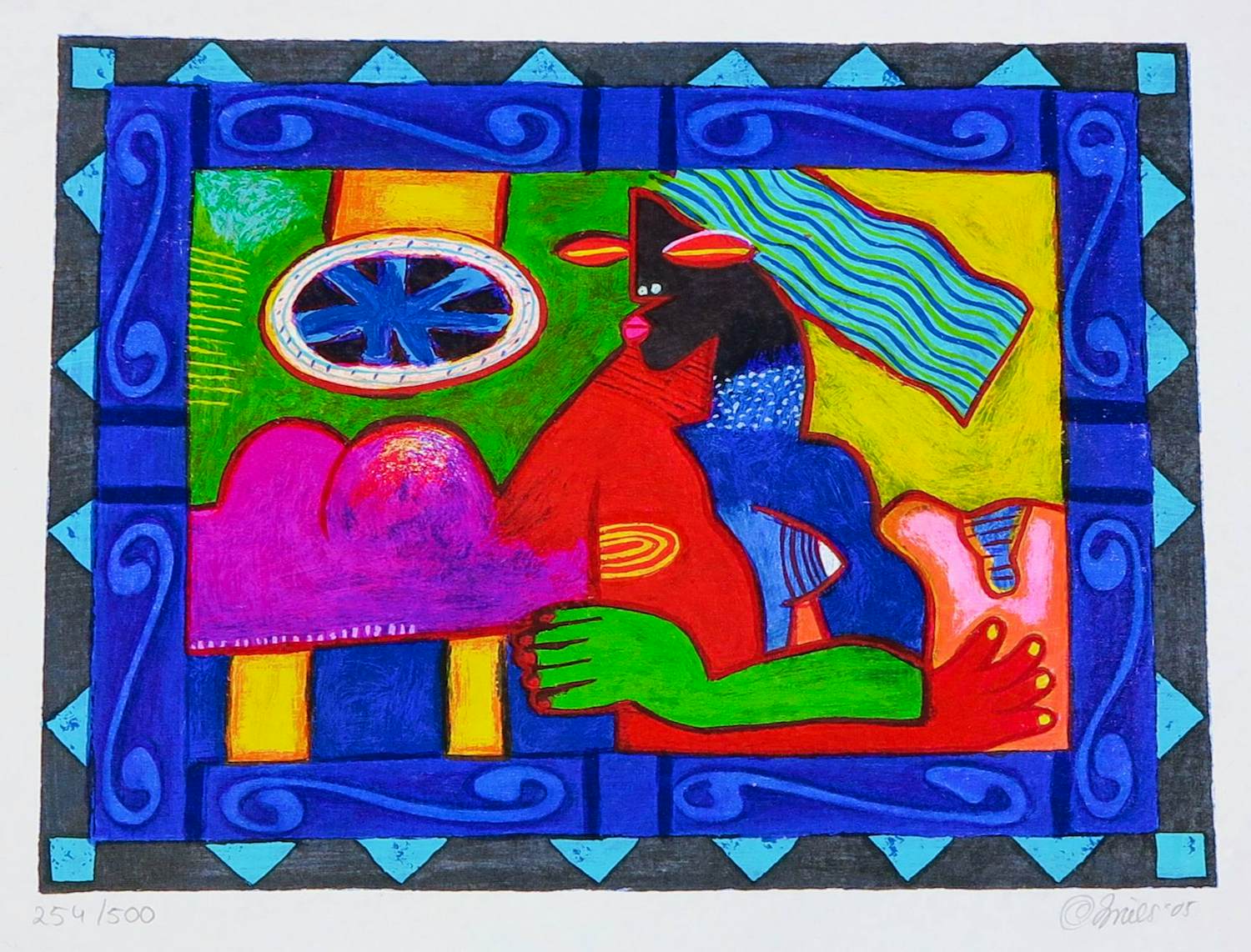 Clemens Briels - Zeefdruk op geschept papier, Mujer pelo azul kopen? Bied vanaf 60!