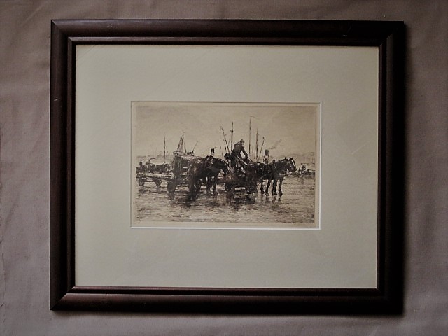 Waalko Jans Dingemans (sr.) - ETS "sleeperspaarden en figuren op een rotterdamse kade" gesigneerd kopen? Bied vanaf 1!