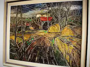 Jan Baartmans - ca. 1930 expressionistisch olieverf "Brabants landschap bij invallende avond" verkauft für € 101!