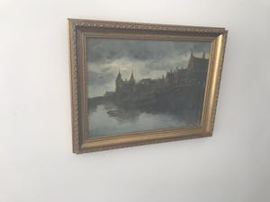 Adriaan Terhell - 2 x stadsgezicht met boten vanaf de waterkant. kopen? Bied vanaf 1!