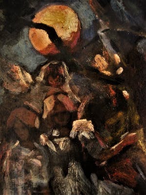 Niet of onleesbaar gesigneerd - Indrukwekkend groot impressionistisch Olieverf op metaal "Midzomernachtsdroom" kopen? Bied vanaf 10!