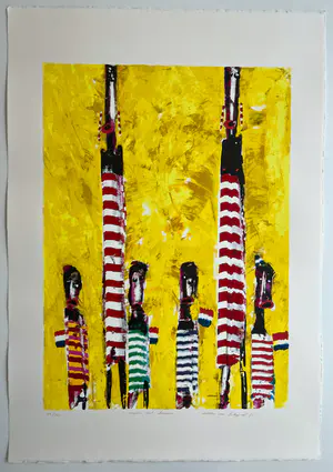 Willem van Scheijndel - handgesigneerde zeefdruk | 'Moeders met kinderen' | 1993 kopen? Bied vanaf 1!