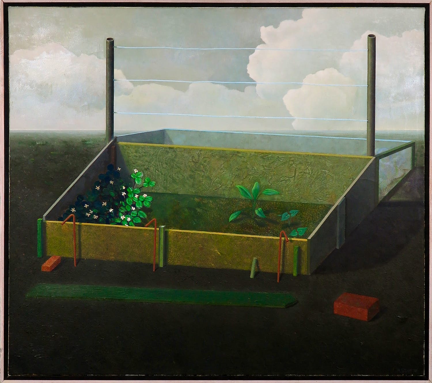 Arthur Stam - Olieverf op doek, Tuinkas - Ingelijst verkocht voor € 1!