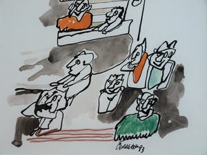 Niet of onleesbaar gesigneerd - Aquarel , “Wedding Day Blues“ – gesigneerd & ingelijst - 1993 kopen? Bied vanaf 1!