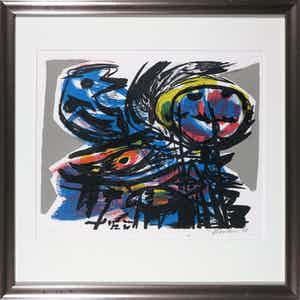 Anton Rooskens - Litho, Compositie met figuren - Ingelijst verkocht voor € 170!