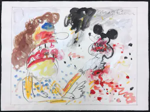 Anton Martineau - Aquarel en krijttekening, Zonder titel (Mickey) kopen? Bied vanaf 1!