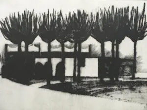Uto Hogerzeil - Ingelijste ets en aquatint , Amstelpark, Amsterdam – 1981 – Lijst, 41 x 51 cm. kopen? Bied vanaf 60!