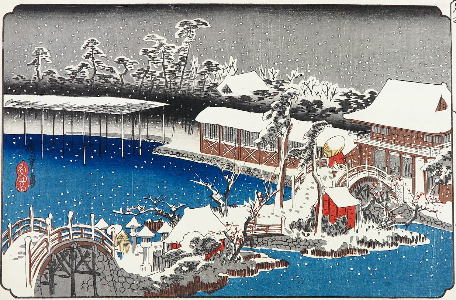 Ando Hiroshige - Houtdruk, Kameido Tenmangu Shrine verkocht voor € 35!