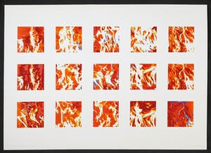 Ruud Aarbodem - Zeefdruk, Rode vlammen met blauw kopen? Bied vanaf 1!