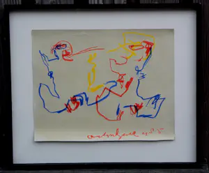 Anton Heyboer - Ingelijste tekening: 2 figuren- 1985 kopen? Bied vanaf 199!