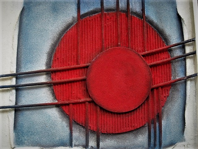 Niet of onleesbaar gesigneerd - Bijzonder geometrisch abstract Reliëf schilderij met staal en gips. Gesigneerd kopen? Bied vanaf 1!