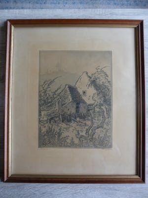 Toon de Jong - Ets, Titel, Vlieland kopen? Bied vanaf 40!