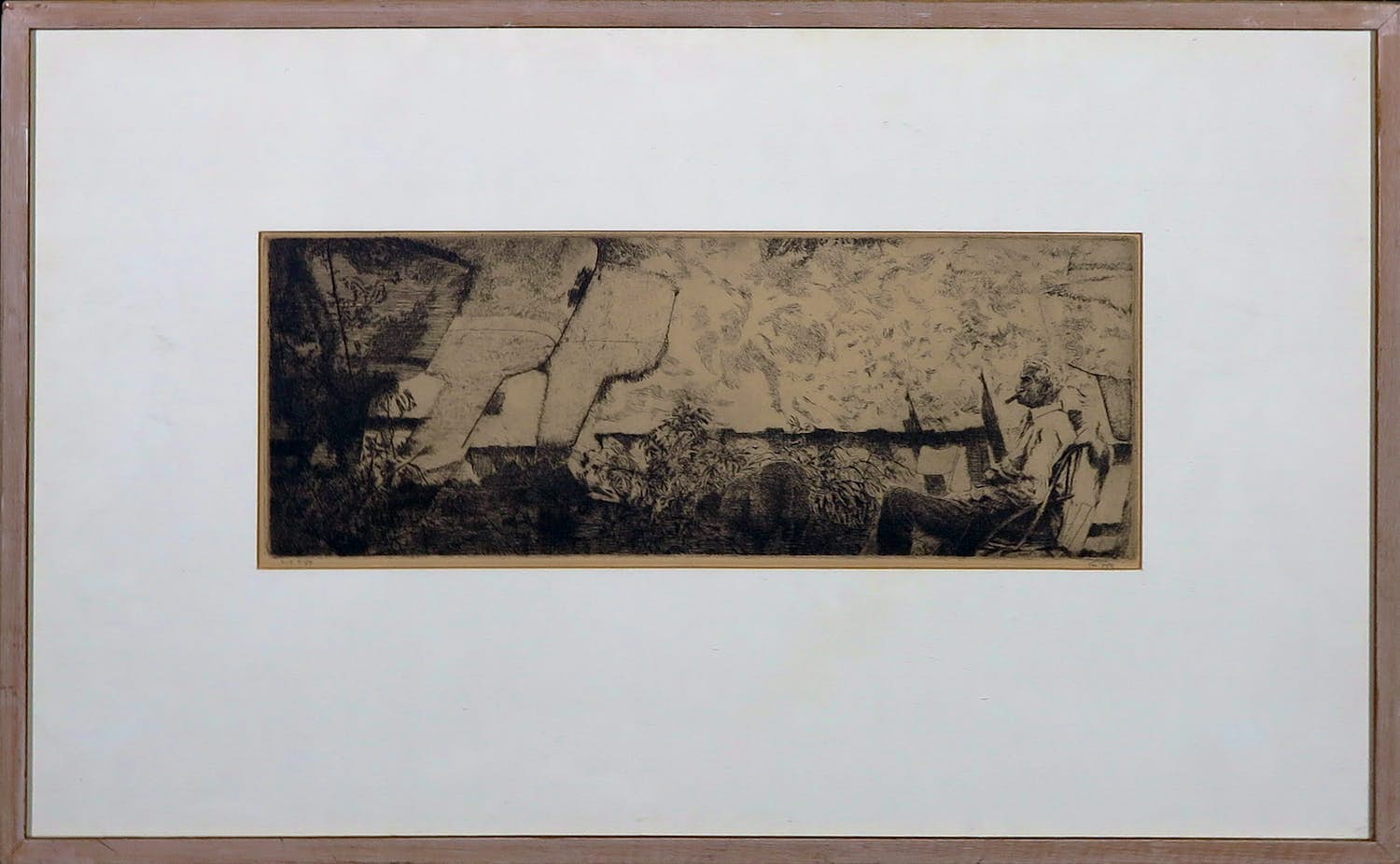 Jan van Dijk (Geb. Den Haag) - Ets, De man heeft gevaren - Ingelijst kopen? Bied vanaf 1!