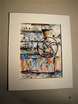 Niet of onleesbaar gesigneerd - Gesigneerd impressionistisch Aquarel "Elburg - interieur oude Apotheek" kopen? Bied vanaf 1!