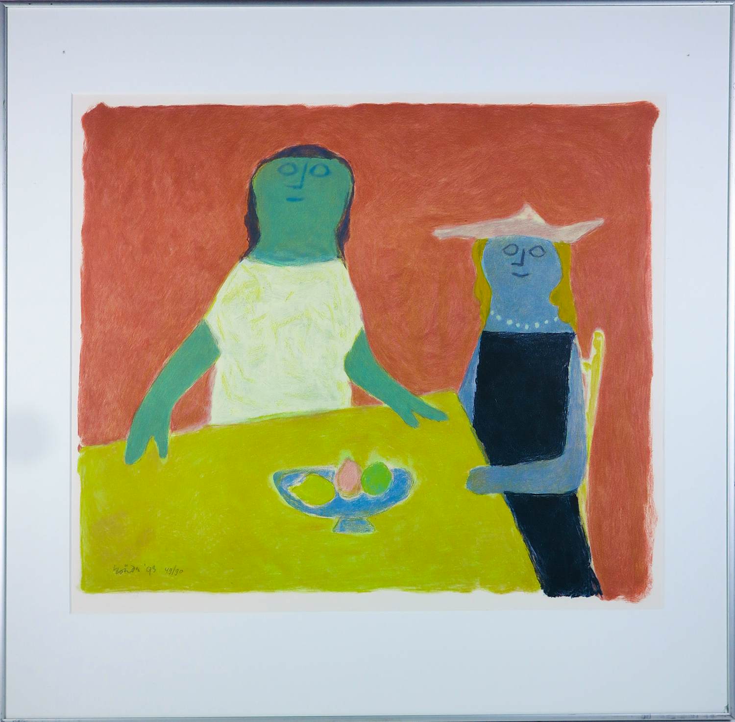 Jan Roëde - Litho op papier, Op bezoek - Ingelijst verkocht voor € 150!