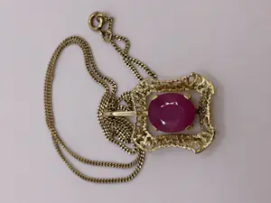14 karaat geelgouden vintage ketting met hanger – 5,20 karaat robijn kaufen? Bieten Sie von 800!