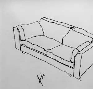 Jan des Bouvrie - Ontwerptekening in pen - Bank - gesigneerd-1992 kopen? Bied vanaf 120!