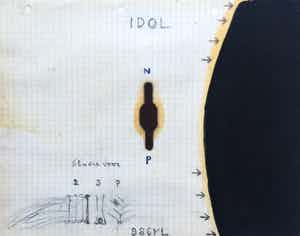 Reinier Lucassen - ‘Idol’ - 1986 - gemengde techniek op papier. verkocht voor € 350!