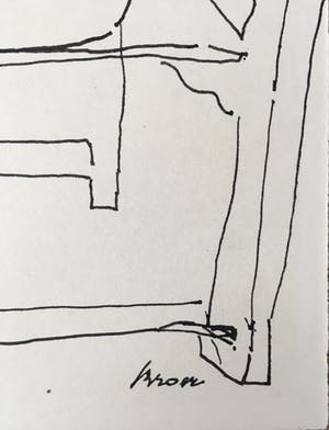 Henk Broer - Inkt tekening dame in stoel met boek kopen? Bied vanaf 19!