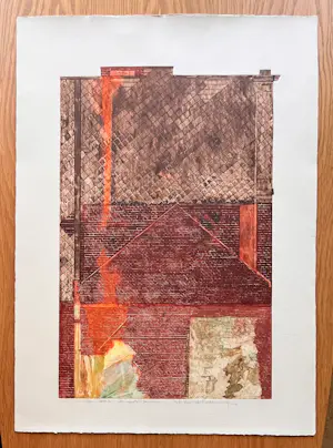 Buy Miki Van der Eecken - Kleurets aquatint - Miki Van Der Eecken - "GEVEL 5" - 1/50 - 1974? Bid from 75!