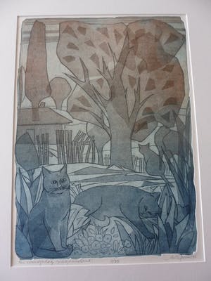 Ank Spronk - Kleurets / Preegdruk. Titel, "Een zonnige dag op het platteland ". kopen? Bied vanaf 35!