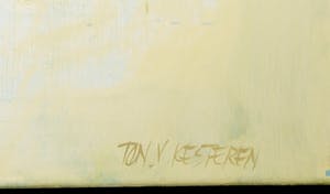 Ton van Kesteren - Olieverf op doek, Abstracte compositie in geel - Ingelijst (Groot) kopen? Bied vanaf 300!