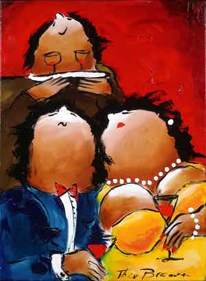 Theo Broeren - Acryl op doek, Out drinking verkocht voor € 100!