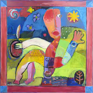 Simon & Bruno - Acryl op doek, Zonder titel (Zeer groot) verkocht voor € 200!